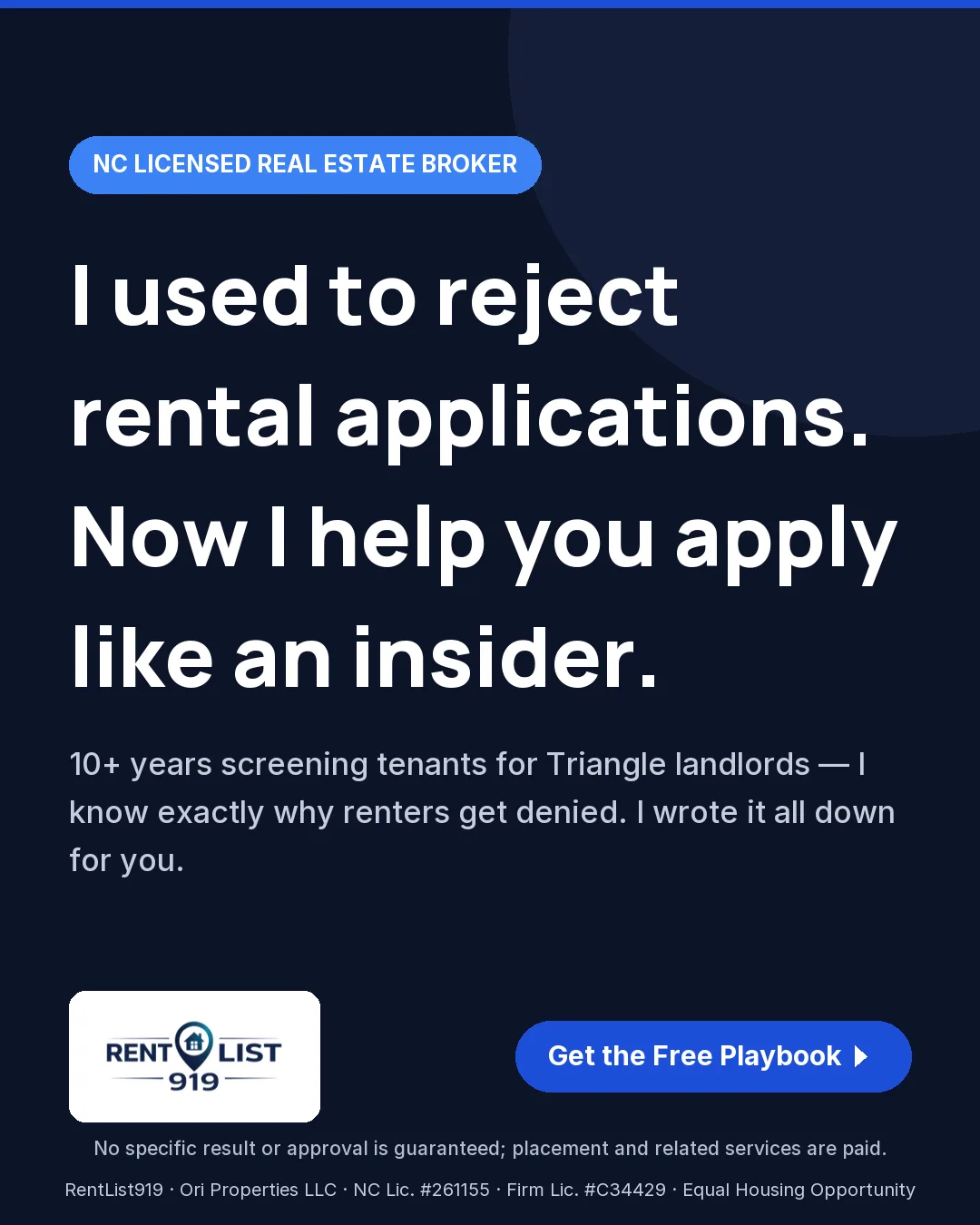 RentList919 Meta ad from a broker who screened tenants for Triangle landlords