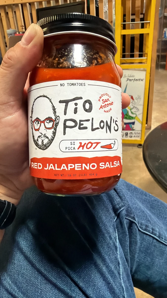 Redesigned front label for Tio Pelon's Salsita